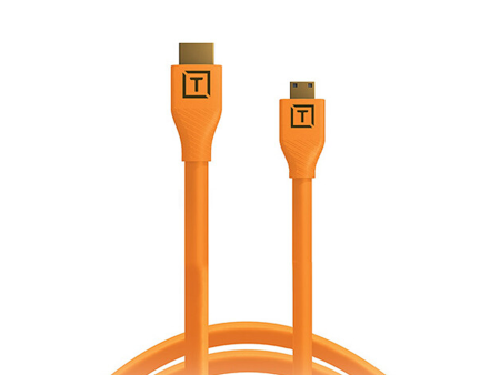 Tether Tools TetherPro Mini-HDMI to HDMI Cable with Ethernet - 15 , Orange For Sale