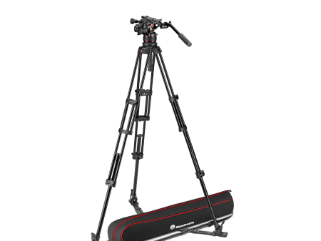 Manfrotto 612 Nitrotech Fluid Video Head and Aluminum Twin Leg Tripod with Ground Spreader on Sale