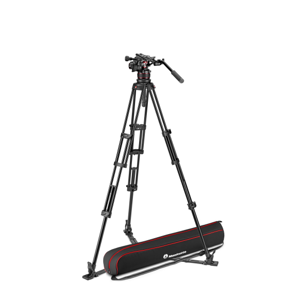 Manfrotto 612 Nitrotech Fluid Video Head and Aluminum Twin Leg Tripod with Ground Spreader on Sale