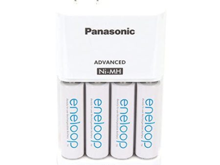 Panasonic KKJ17MCA4BF Advanced Individual Cell Battery Charger with Eneloop AA New 2100 Cycle Rechargeable Batteries, 4-Pack Online now