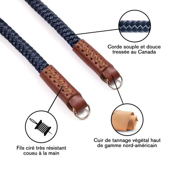 Fab  F8 strap - Blue rope, brown leather - Size XL (55 ) Online