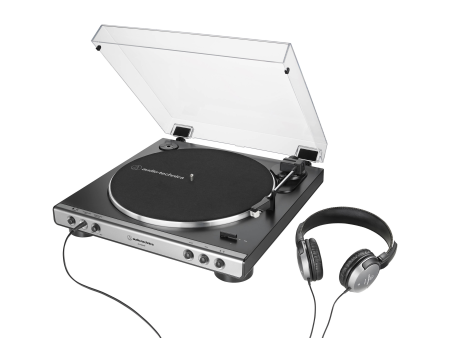 Audio-Technica Consumer AT-LP60XHP Stereo Turntable with Headphones - Gunmetal & Black Online Sale