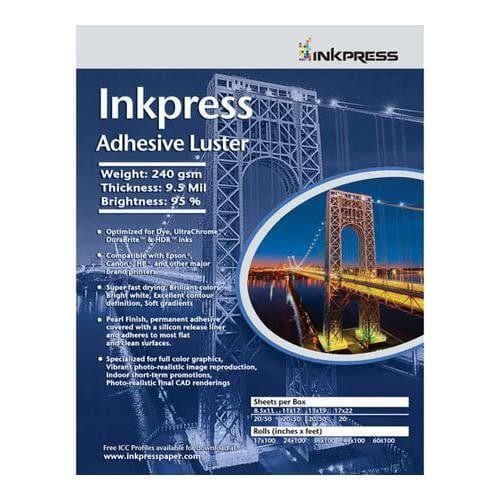 Inkpress AL851120 Adhesive Luster Inkjet Paper 8.5 x 11  - 20 sheets Online