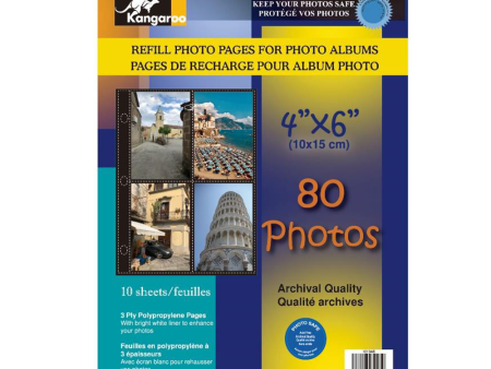 Photo Album refill Pages 4 x 6 4-UP - 10 sheets 80 Photos For Cheap