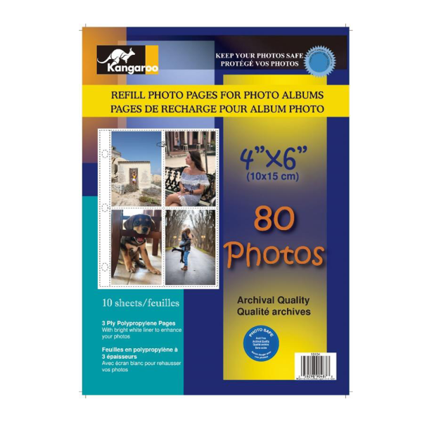 Photo Album refill Pages 4 x 6 4-UP - 10 sheets 80 Photos For Cheap