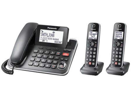 Panasonic  KXTGF872B - 2-Handset Digital Corded Cordless Phone with Answering System Hot on Sale