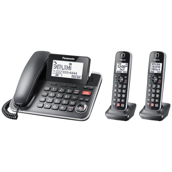 Panasonic  KXTGF872B - 2-Handset Digital Corded Cordless Phone with Answering System Hot on Sale