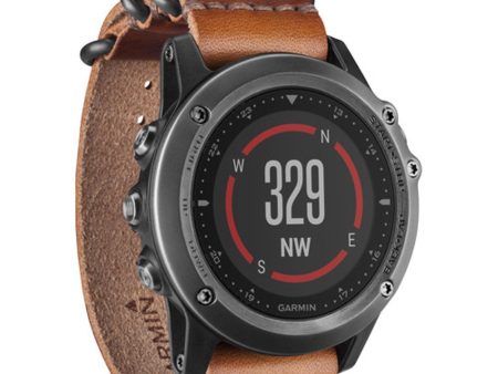 Garmin fenix 3 Sapphire Multisport Training GPS Watch - grey,leather band Hot on Sale