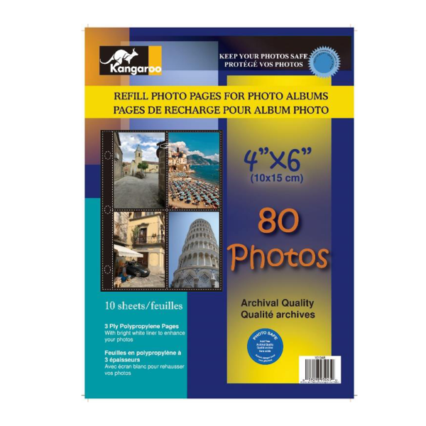 Photo Album refill Pages 4 x 6 4-UP - 10 sheets 80 Photos For Cheap